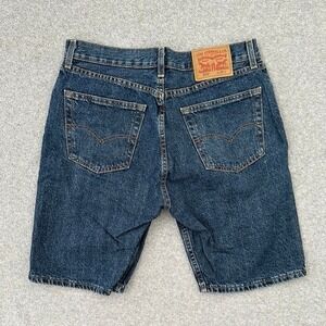 Levis 505 Regular Fit Denim Shorts Mens 34 Dark Wash Blue Dad Jorts